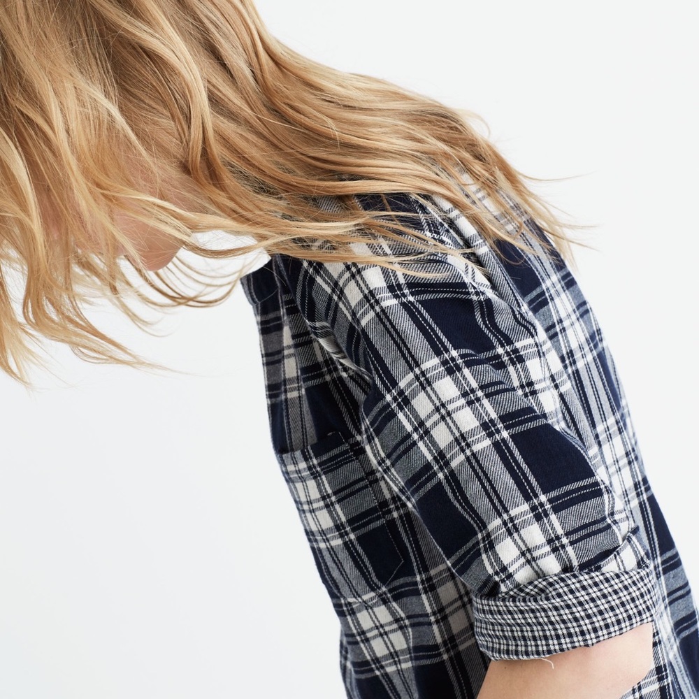 BLUE flannel MADEWELL herald tee
